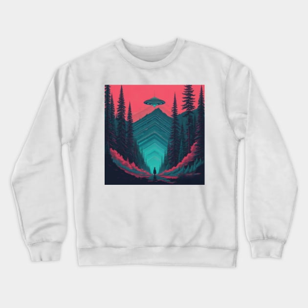 UFO Chronicles Podcast - UFO Glitch Artwork V3 Crewneck Sweatshirt by UFO CHRONICLES PODCAST